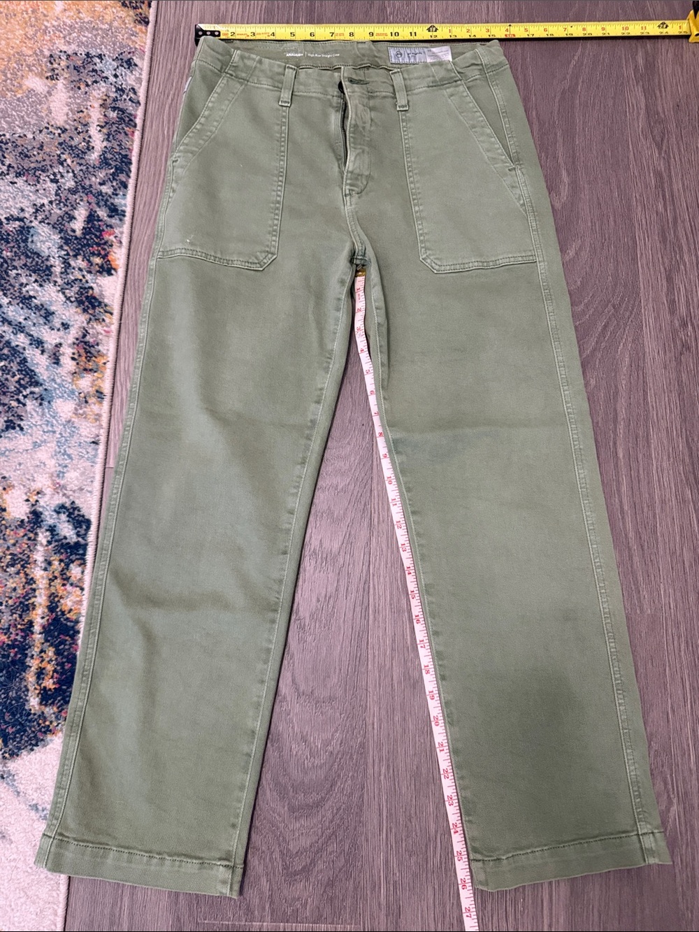 Ag Adriano Goldschmied Olive Green Wide-Leg Utility Jeans